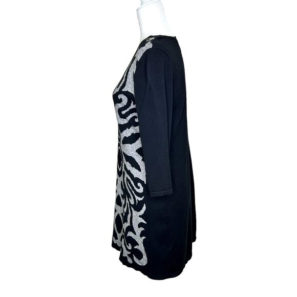 Style & Co. Black Gray Print 3/4 Sleeve Scoop Neck Knit Dress - Picture 5 of 7
